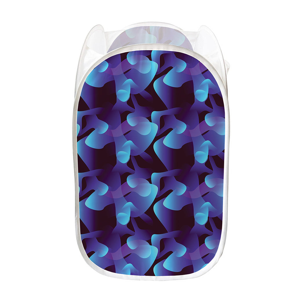 Blue Abstract Spirit Print Mesh Laundry Hamper