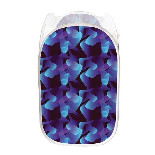 Blue Abstract Spirit Print Mesh Laundry Hamper