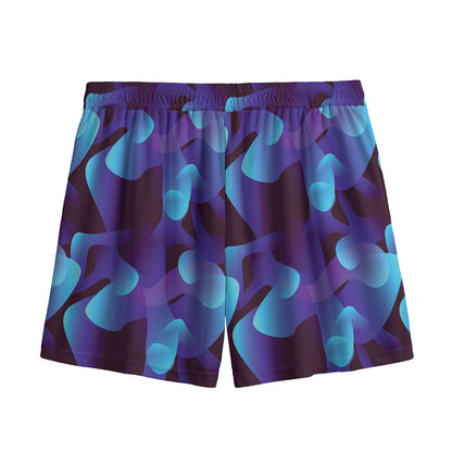 Blue Abstract Spirit Print Mesh Shorts