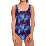 Blue Abstract Spirit Print One Piece Swimsuit