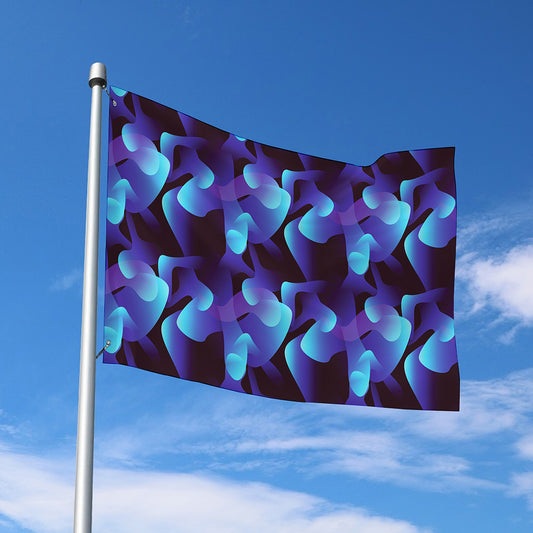 Blue Abstract Spirit Print Polyester Flag
