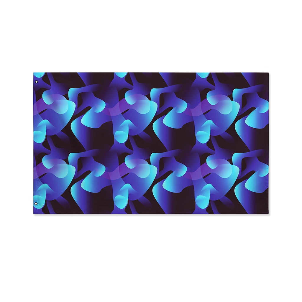 Blue Abstract Spirit Print Polyester Flag