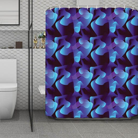 Blue Abstract Spirit Print Polyester Shower Curtain