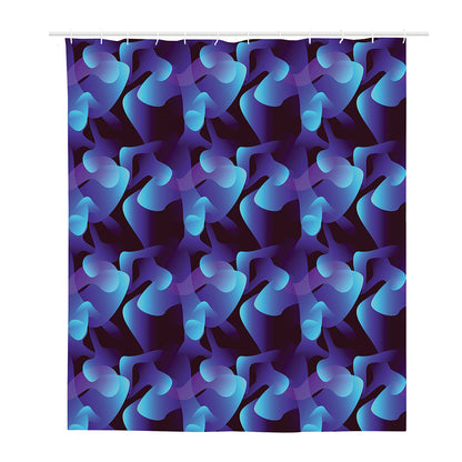 Blue Abstract Spirit Print Polyester Shower Curtain