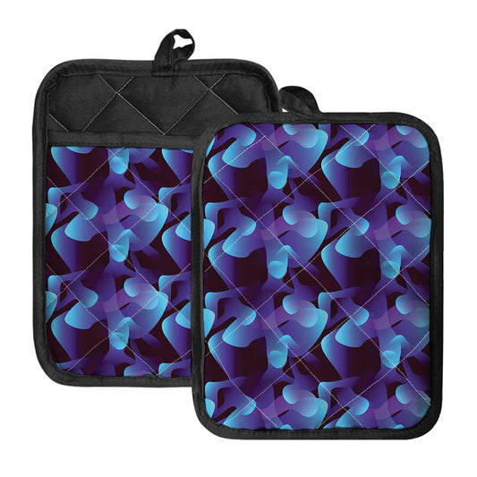Blue Abstract Spirit Print Pot Holders With Pocket