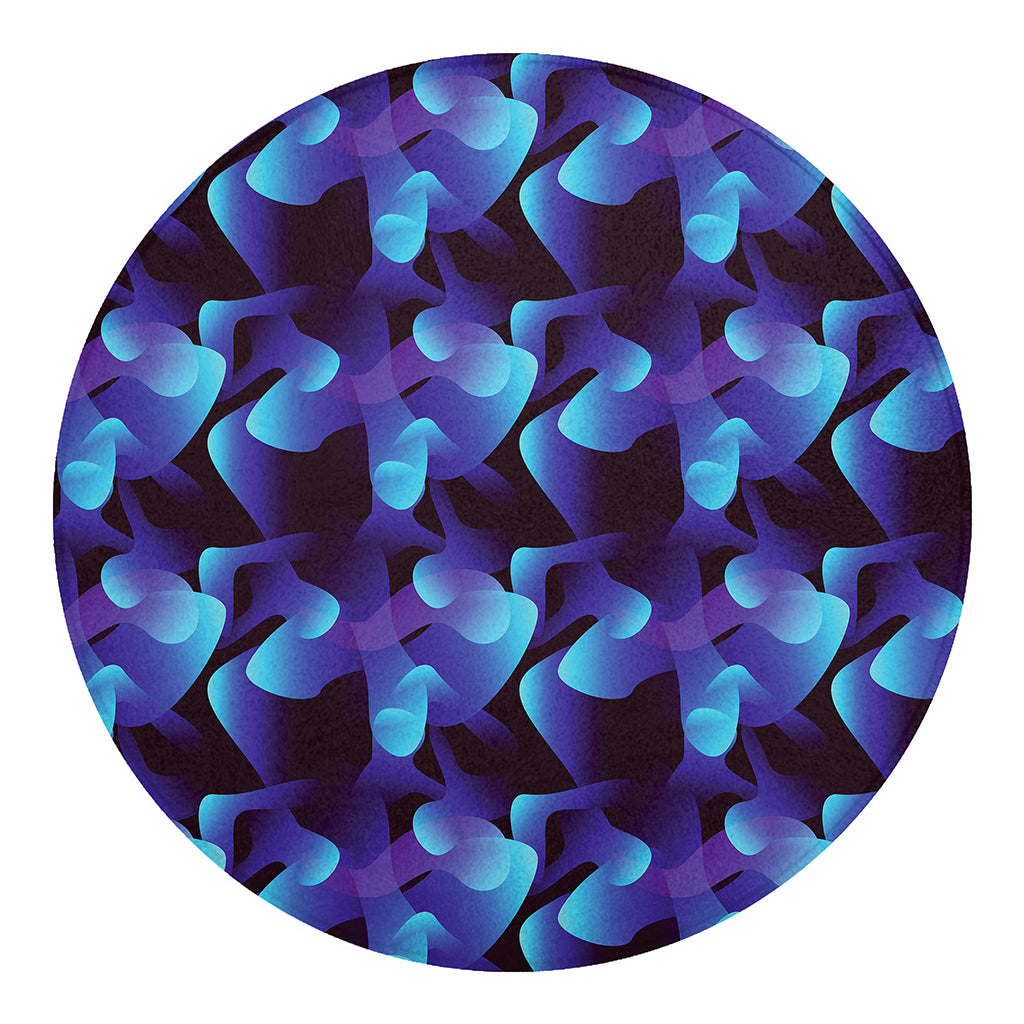 Blue Abstract Spirit Print Round Blanket