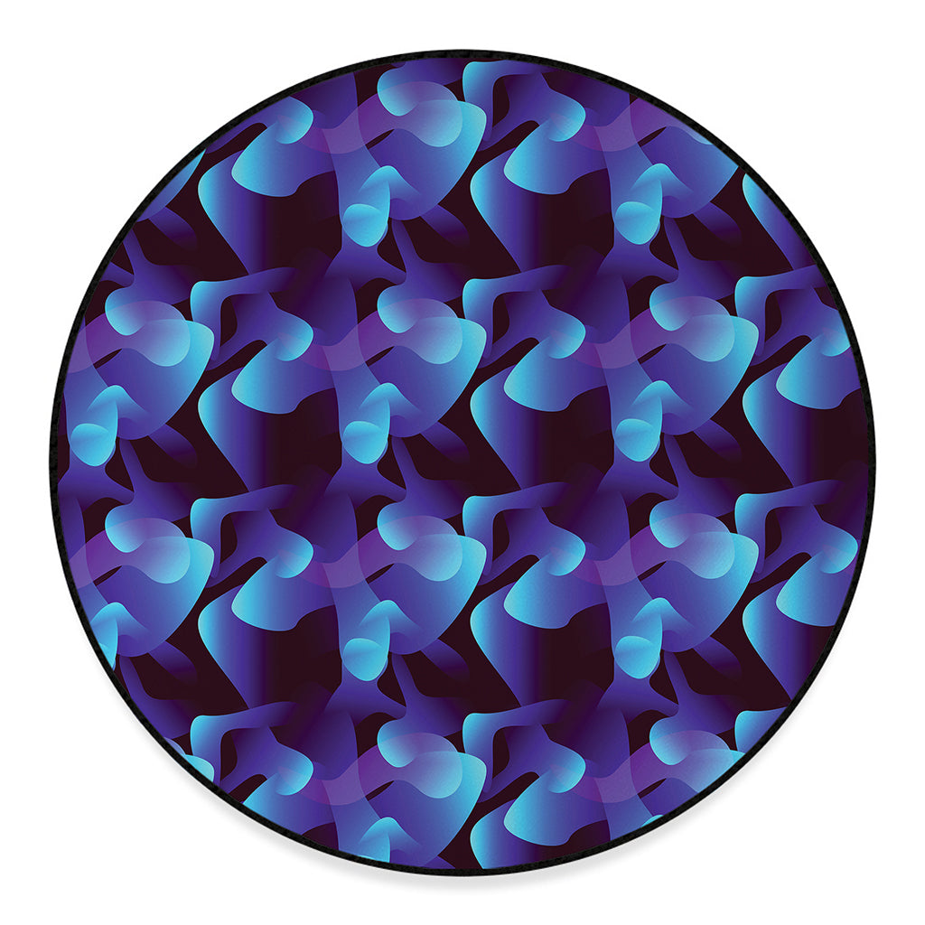 Blue Abstract Spirit Print Round Floor Mat