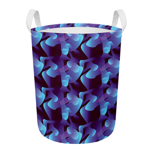 Blue Abstract Spirit Print Round Laundry Basket