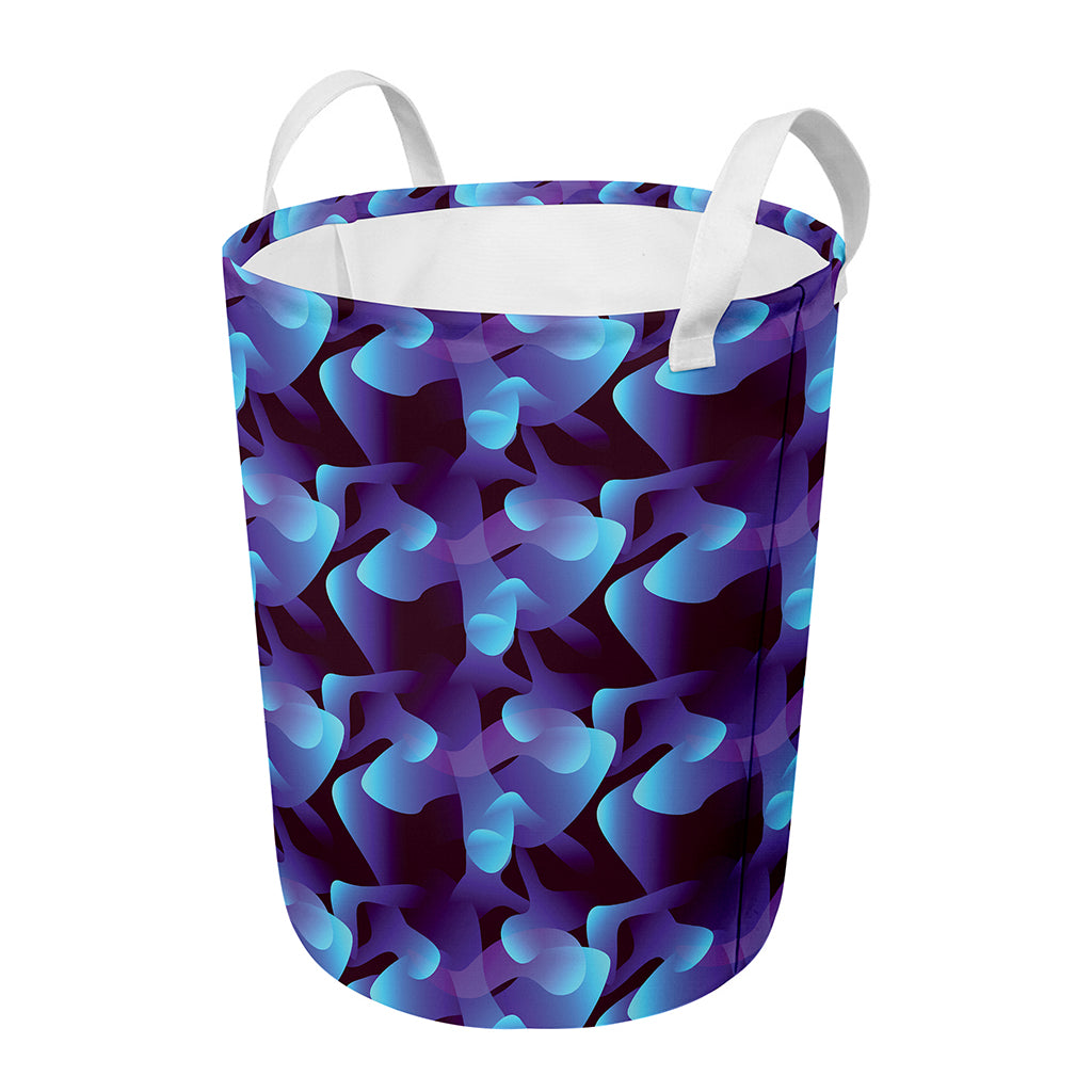 Blue Abstract Spirit Print Round Laundry Basket