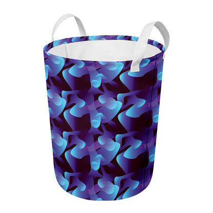 Blue Abstract Spirit Print Round Laundry Basket
