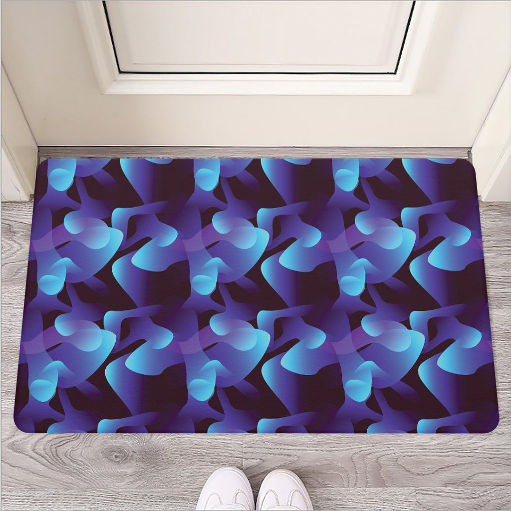 Blue Abstract Spirit Print Rubber Doormat