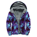 Blue Abstract Spirit Print Sherpa Lined Zip Up Hoodie