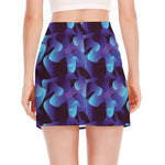 Blue Abstract Spirit Print Side Slit Mini Skirt