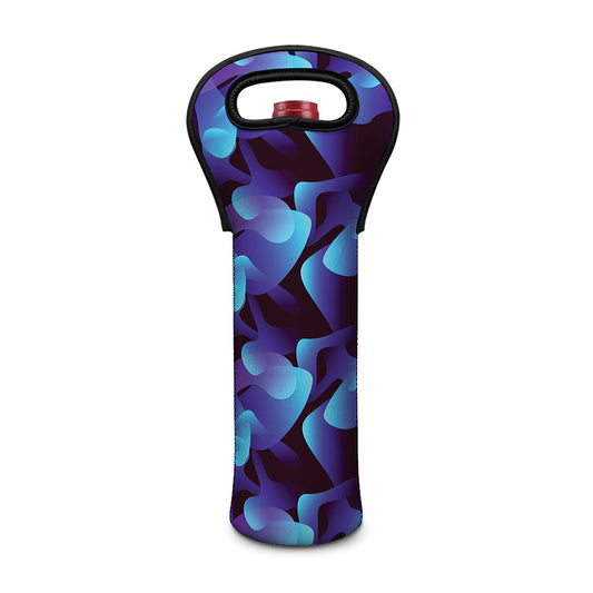 Blue Abstract Spirit Print Single Neoprene Wine Tote