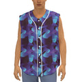 Blue Abstract Spirit Print Sleeveless Baseball Jersey