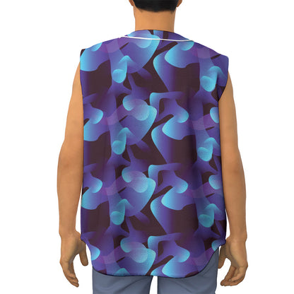 Blue Abstract Spirit Print Sleeveless Baseball Jersey