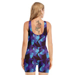 Blue Abstract Spirit Print Sleeveless One Piece Swimsuit