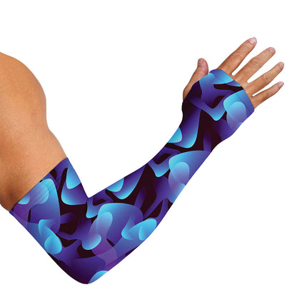 Blue Abstract Spirit Print Sun Protection Arm Sleeves