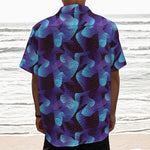 Blue Abstract Spirit Print Textured Short Sleeve Shirt