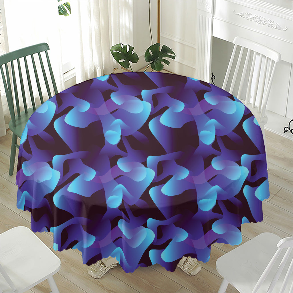 Blue Abstract Spirit Print Waterproof Round Tablecloth