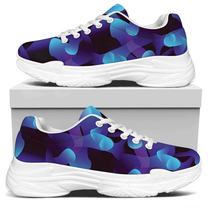 Blue Abstract Spirit Print White Chunky Shoes