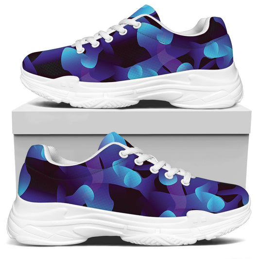 Blue Abstract Spirit Print White Chunky Shoes