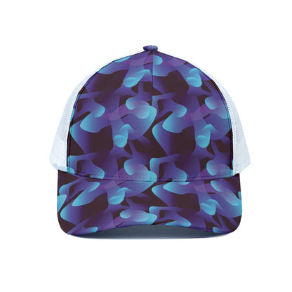 Blue Abstract Spirit Print White Mesh Trucker Cap