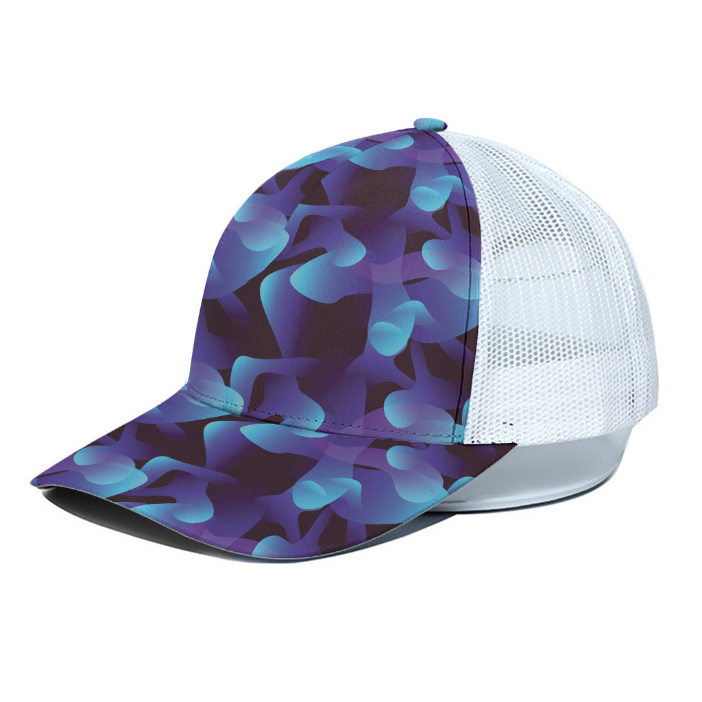 Blue Abstract Spirit Print White Mesh Trucker Cap