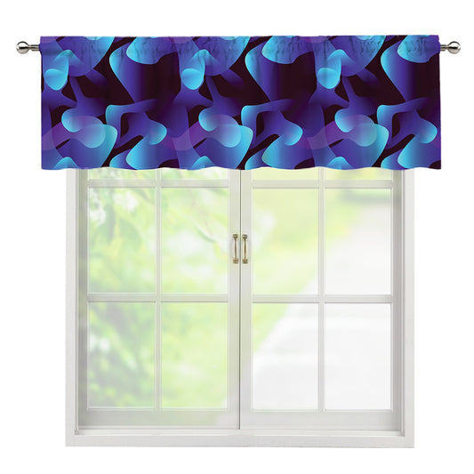 Blue Abstract Spirit Print Window Valance