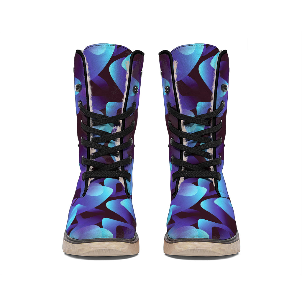 Blue Abstract Spirit Print Winter Boots