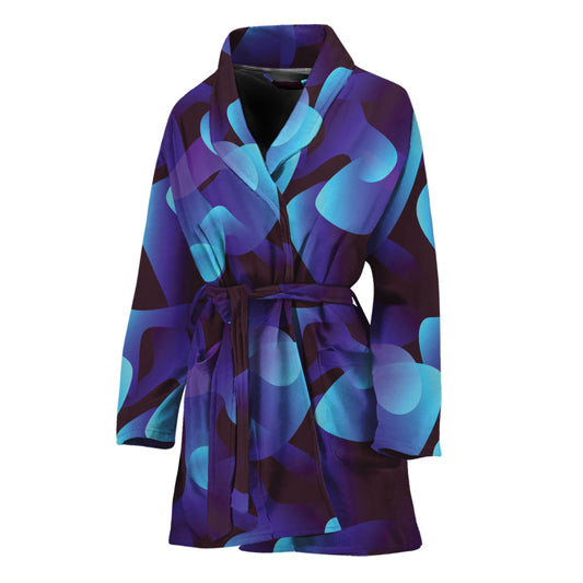 Blue Abstract Spirit Print Women's Bathrobe
