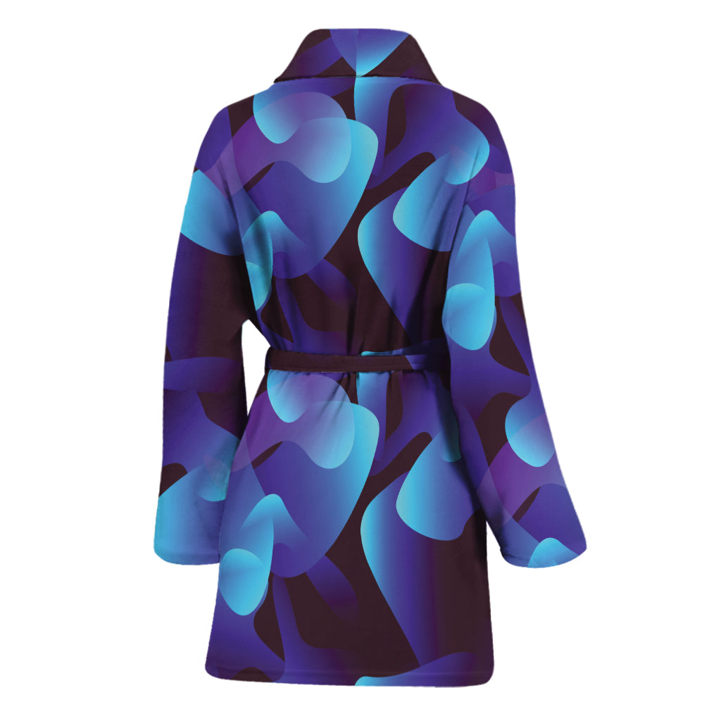 Blue Abstract Spirit Print Women's Bathrobe