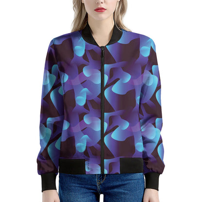 Blue Abstract Spirit Print Women's Bomber Jacket