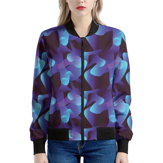 Blue Abstract Spirit Print Women's Bomber Jacket