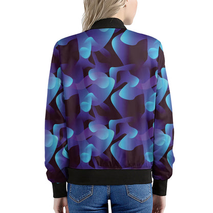 Blue Abstract Spirit Print Women's Bomber Jacket