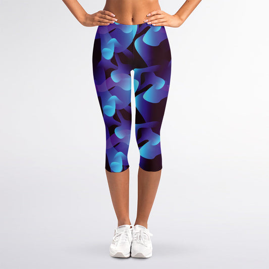 Blue Abstract Spirit Print Women's Capri Leggings