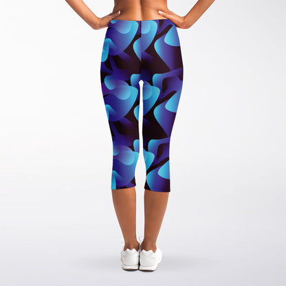 Blue Abstract Spirit Print Women's Capri Leggings