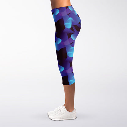 Blue Abstract Spirit Print Women's Capri Leggings