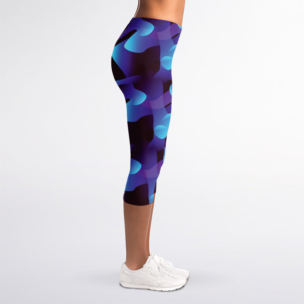 Blue Abstract Spirit Print Women's Capri Leggings