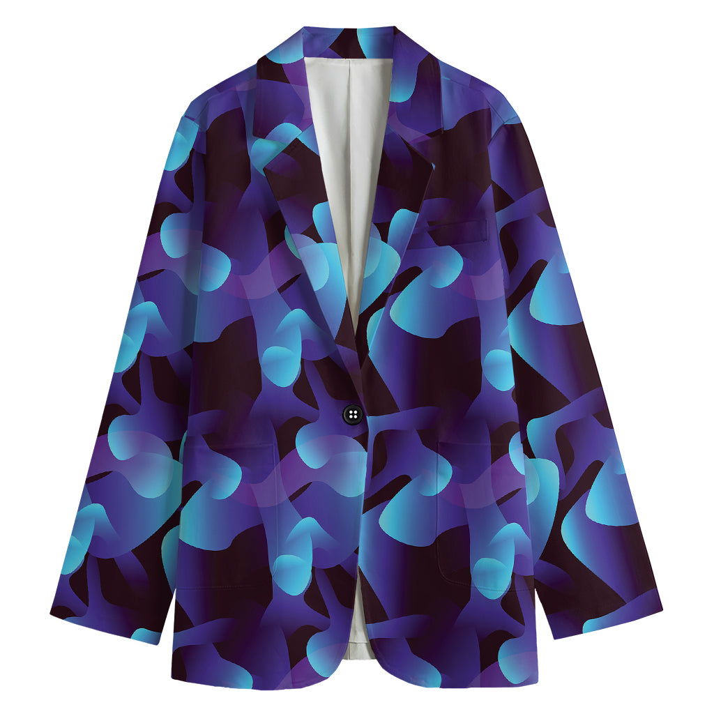 Blue Abstract Spirit Print Women's Cotton Blazer