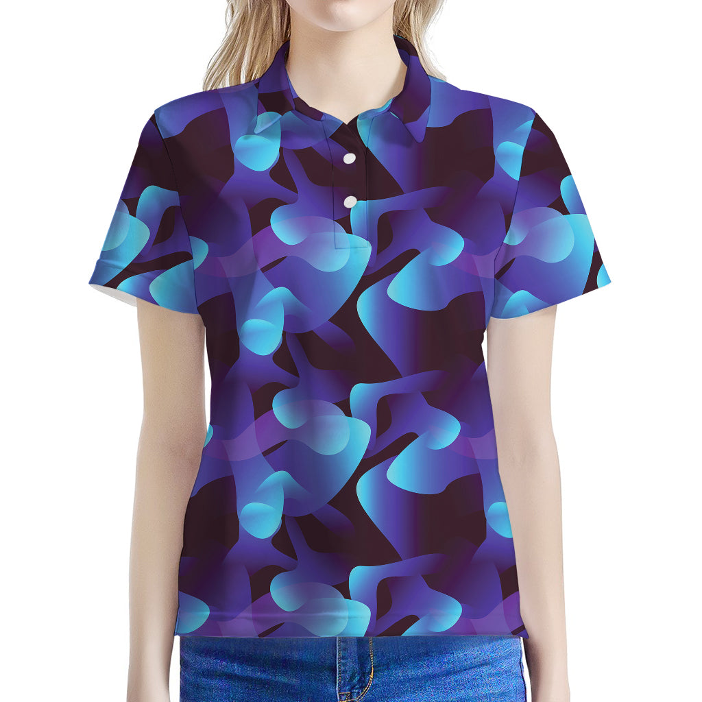 Blue Abstract Spirit Print Women's Polo Shirt