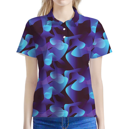 Blue Abstract Spirit Print Women's Polo Shirt