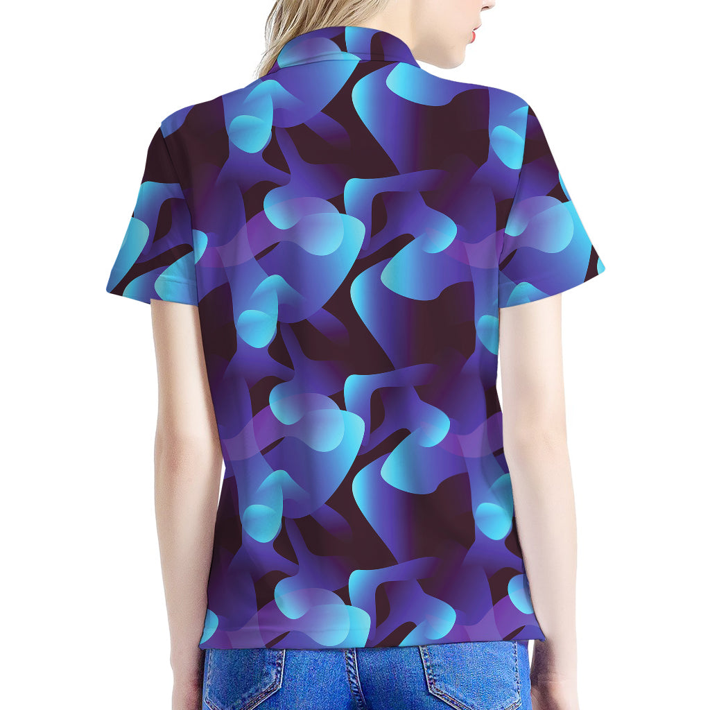 Blue Abstract Spirit Print Women's Polo Shirt