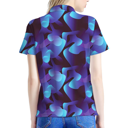 Blue Abstract Spirit Print Women's Polo Shirt