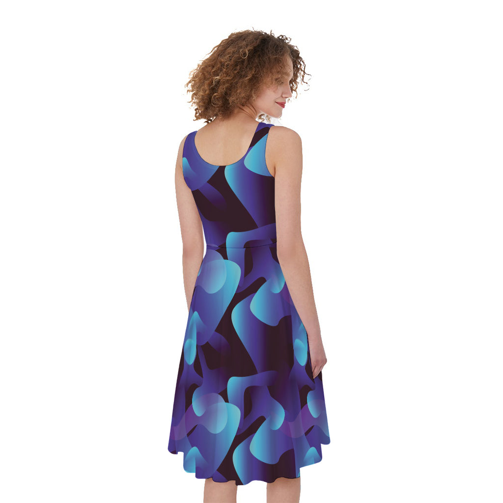 Blue Abstract Spirit Print Women's Sleeveless Dress