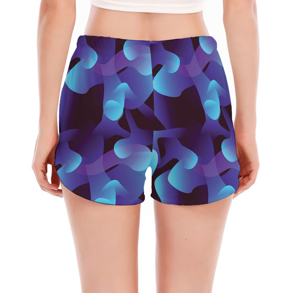 Blue Abstract Spirit Print Women's Split Running Shorts