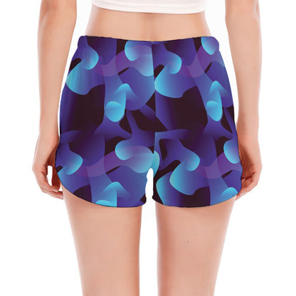 Blue Abstract Spirit Print Women's Split Running Shorts