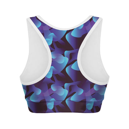 Blue Abstract Spirit Print Women's Sports Bra