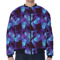 Blue Abstract Spirit Print Zip Sleeve Bomber Jacket