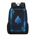Blue Ace Card Print 17 Inch Backpack